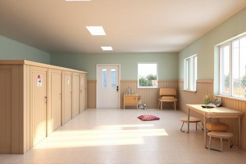 Clean and spacious pet boarding area