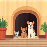 Illustration of pets in a boarding facility