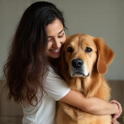Aisha Krishnan with her Golden Retriever, Max