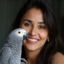 Deepa Menon with her Parrot, Kiwi