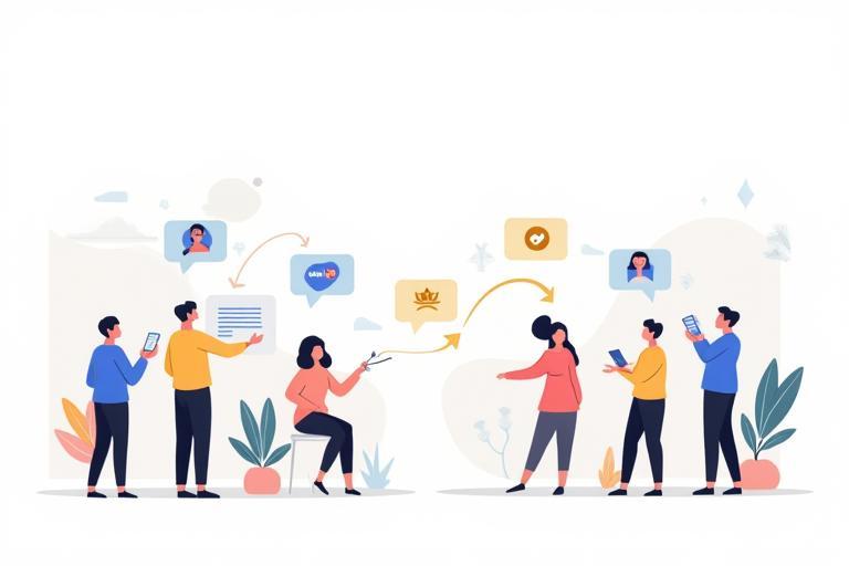 Illustration of people giving feedback leading to positive change
